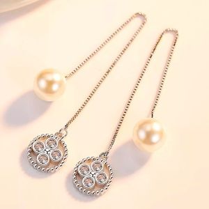 Sterling Silver 925 Long Pearl Earrings